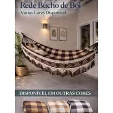 Rede De Descanso Bucho De Boi Xadrez E Lisa Com Varanda Artesanal Franjas Rede Grande 4,5m