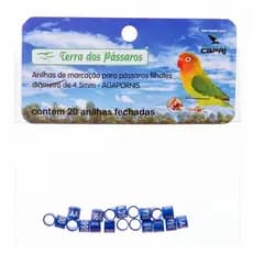 Anilhas Fechadas Capri Metálicas Marcação - 4.5 mm - Agapornis - 20 un - Azul Escuro