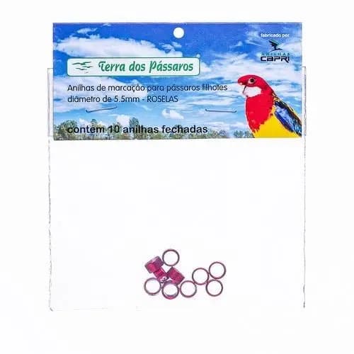 Anilhas Fechadas para Marcação - 5.5 mm - Calopsita - Rosela - 10 un. - Vermelho