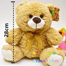 Urso De Pelúcia 28cm Macio Fofinho Com Laço Para Presente