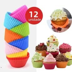 Kit 12/24 Forma de Silicone Redonda Para Cupcake Cookies Bolo Vulcão e Mini Muffin