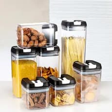 Conjunto 7 Potes Herméticos C/trava Alimentos Organiza Requinte Acrilico Resistente
