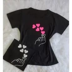 T-shirt E Blusinha Feminina De Coração Estalos Dedo Camisetas E Babylook