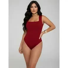 Body Bori Feminino Suplex Regatas Alças Grossas Collant Decote Quadrado Básico Casual E Elegante