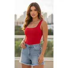 Body Feminino Regata Decote Quadrado Bàsico ,Conforto Diàrioe Caimento Perfeito