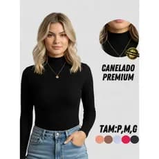 KIT 2 Blusa Feminina De Frio Gola Alta Canelada Manga Longa Conforto e Estilo para Todas as Estações
