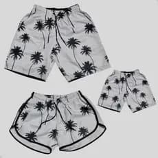 Kit 3 Shorts Familia Conjunto Casal Pai Mae Filho Moda Praia Barato