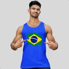 Camiseta Cavada Brasil Regata Masculina Para Treinar Academia Caminhada Bandeira Brasil