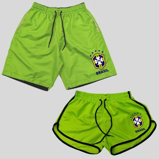 Kit Shorts Casal Brasil Bermudas Para Casais Namorados Lançamento 2026