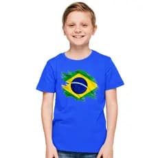 Camiseta Infantil Brasil Camisa Azul Seleção Brasileira Blusas Infantis Menino Menina