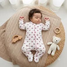 MACACÃO DE ZÍPER COM PROTEÇÃO BEBÊ RECÉM NASCIDO MENINA MENINO Dali Baby