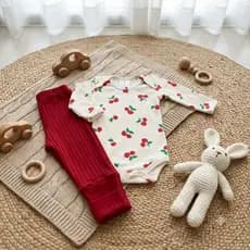 Conjunto de Bebê de Inverno Pijama Body Manga Longa e Calça Canelada