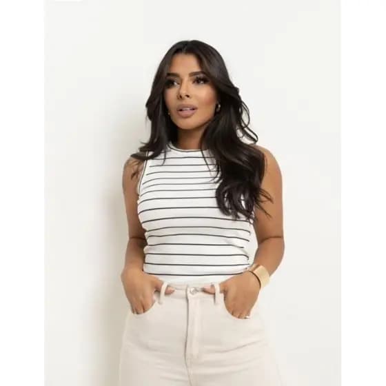 Regatinha Casual Listrada Blogueirinha Ribana
