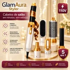 Escova Secador Modeladora Alisadora Dourada Premium 5 em 1 110V