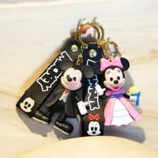 Chaveiro Minie e Michey 3D, grande e emborrachado, uso em bolsas, mochilas, chaves, colecionáveis