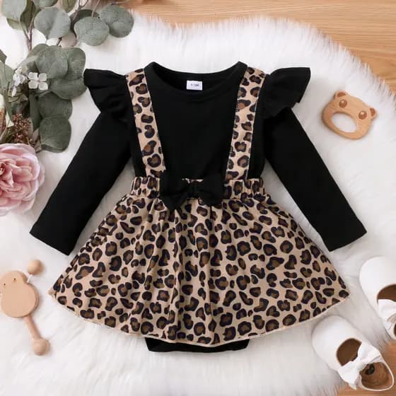 Roupa De Bebê Toddler Baby Girl Romper Recém-Nascido Leopard Impressão Manga Comprida baju Jumpsuit Fashion