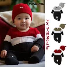 Macacão Para 1 A 18 Meses , Recém-Nascido E Criança , Menino , Três Cores , Com Capuz , Manga Comprida , Térmico , Roupa