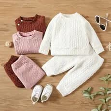 Roupas Para Bebês 0-3 Anos Recém-Nascidos Conjunto De Menino Algodão Sólido Meninas Manga Longa Top + Calças 2PCS Fato