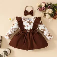 Vestidos Para Bebês De 0 A 18 Meses , Recém-Nascidos E Crianças Pequenas , Mangas Voadoras De Cinco Cores , Estampa Flor