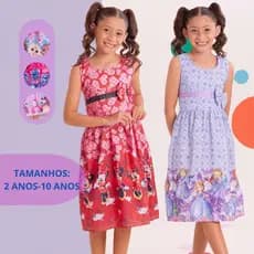 Vestido Infantil ColoridoTamanho P Ao GG Princesas Estampado Presente Menina
