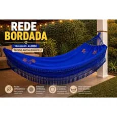 Rede De Dormir Descanso Luxo 4,20m Sol a Sol Gigante Bordada Resistente Tecido  Antialérgica Grosso
