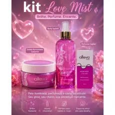 Kit Love Mist Alleva - Pele Iluminada + Perfume Capilar + Geleia iluminadora brilho perfume feminino lovemist alleva