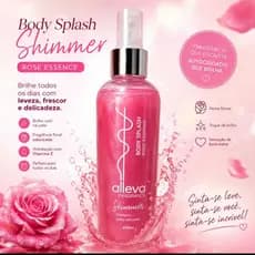 BODY SPLASH ALLEVA ROSE ESSENCE rosa fragrância floral adocicada notas deliciosas de coco, damasco e morango hidrata