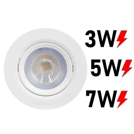 Spot Led Redondo 3w, 5w, 7w Direcionável Embutir Branco Frio Branco Quente