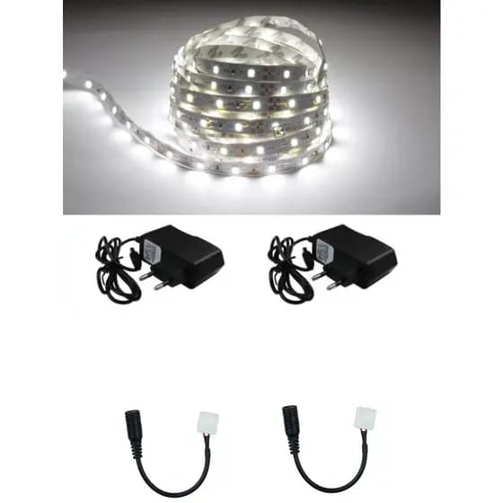 Fita Led 3528 Branco Frio 6000k 5m 300 Leds 12v + Fonte + Conector Fita Led 3528 P4 Femea