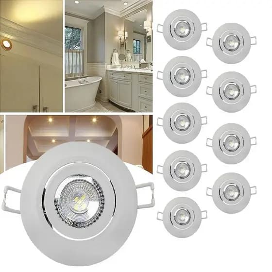 Kit 10 spot Led Redondo 3w, 5w, 7w Direcionável Embutir Branco Frio Branco Quente