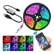 Fita Led 5050 Rgb 60led Usb Bluetooth Controle App Ip65 Colorida 5v Promoção