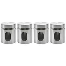 Kit 4 Pote Inox com Visor Vítreo Fechamento Hermético 630ml