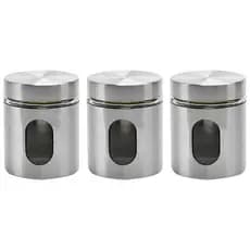 Kit 3 Pote Inox com Visor Vítreo Fechamento Hermético 630ml