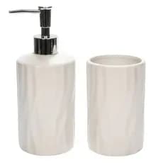 Kit Banheiro Riolito Porta Escova de Dente e Saboneteira Mimo Style Cerâmica Branco