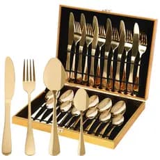 Jogo Talheres 24 Peças Faqueiro Inox Premium Luxo Com Maleta