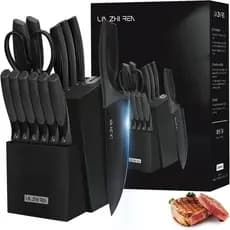 Kit Facas  de luxo 14 peças Inox  Bloco de Bancada Elegante com Afiador Embutido