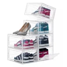 Kit 6 Organizador Closet Box Plastico Acrílico Empilhável Transparente Sapato
