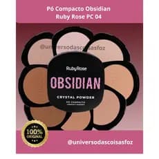 Pó Compacto Ruby Rose Obsidian PC04 Original | Alta Cobertura | Toque Aveludado | Controla Oleosidade | Make Profissiona