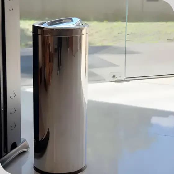 Lixeira Aço Inox Cesto de Lixo 16 Litros Tampa Basculante Cozinha Banheiro Escritório Martinazzo