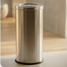 Lixeira Cesto de Lixo Redondo Inox 9,1L Tampa Basculante Cozinha Banheiro Escritório Resistente