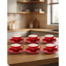 Jogo de Xicaras Cafe Cha 6 xicara Porcelana Com Pires 160ml