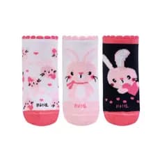 Meia Kids Feminina Cano Curto Desenhada Kit 3 pares Trifil