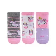 Meia Kids Cano Curto Desenhada Kit 3 Pares