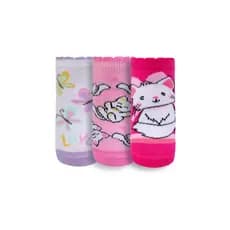 Meia Bebê Feminina Cano Médio Antiderrapante Kit 3 Pares Trifil nº 16-19 / nº 20-23