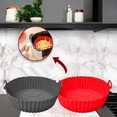 Kit 2 Forma Assadeira Para Fritadeira Air Fryer Em Silicone Flexível Lavável