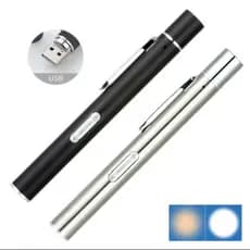 Personalizada - Lanterna Clinica Dupla Usb Medica Recarregavel Branco e Amerelo