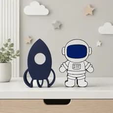 Kit Astronauta e Foguete Decoração Infantil | Enfeite para Quarto de Bebê | Tema Espaço Sideral
