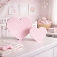 Coração Decorativo Infantil Rosa | Kit Corações para Quarto de Bebê e Criança | Decoração Delicada