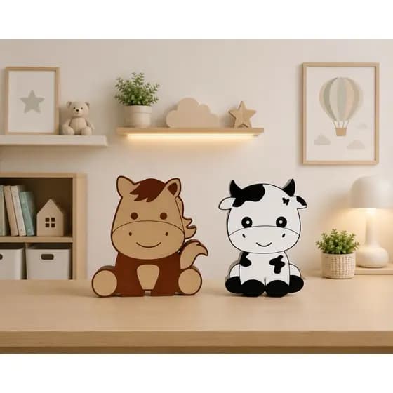 Kit Fazendinha Decorativa Infantil – Cavalinho e Vaquinha