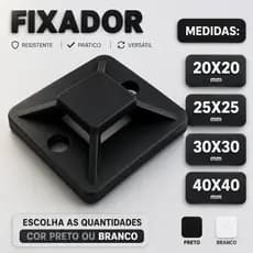Fixadores Presilha Auto Adesivos Organizadores De Fios E Cabos, Fita Dupla Face - Preto Ou Branco